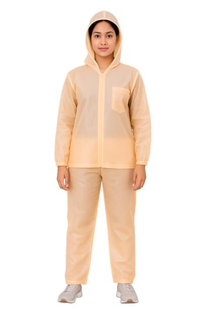 r.r.traders Women's Waterproof Raincoat Set with Hood, Peach, Full Zip Jacket and Pants-picture-16