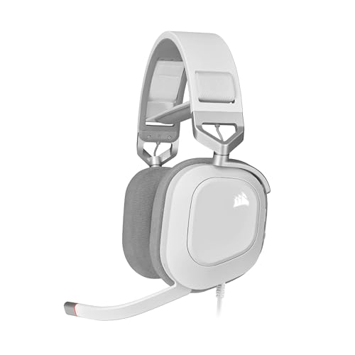 Corsair HS80 RGB USB Auriculares para Juegos - Sonido Envolvente Dolby 7.1 - Micrófono Omnidireccional - Compatible con iCUE - PC - Blanco