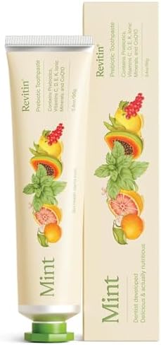 Revitin Fluoride-Free Prebiotic Mint Toothpaste, 3.4 oz – SLS-Free, Gluten-Free, Dye-Free, GMO-Free, Sweetener-Free Tooth Gel for Kids and Adults