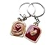 Handmade Strawberry Heart Peanut Butter and Jelly Best Friend Key Chain Set, BFF key Chains, Bestie Keychains