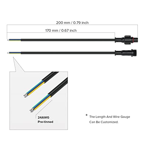 Hysmigor 4 Pin Electrical Connector 24Awg Ip65 Male Female Connector 7.87In/20Cm Extension Cable For Car,Truck,Boat,Indoor/Outdoor Led Strip Lights/String 15Mm Nut Small Size 3 Pairs #TOP7