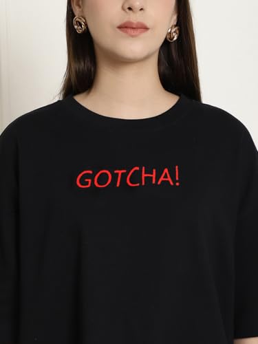 Image of Style Go Pure Cotton Oversized Baggy Fit Drop Shoulder Aesthetic & Cool Graphic Printed Half Sleeve Tshirt for Women || Trendy Tees || Casual Loose Korean T-Shirt (Pack 2)