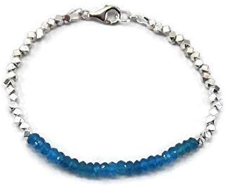 Beaded Blue Apatite Natural Gemstone Stacking Bracelet - Image 3