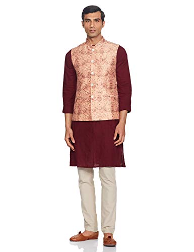 Image of Ethnix by Raymond Ethnix Mens Regular Fit Bundi (RTUA00271-EP Peach 92)