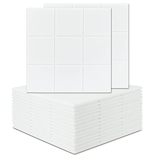BXI Sound Absorber - 16 Pack Self-adhesive 12 X 12 X 0.4 Inches Sudoku Acoustic Absorption Panels (White)