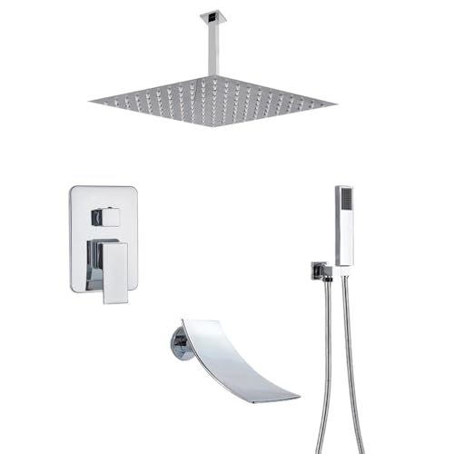 Robinet de douche de pluie en laiton et chrome brillant pour une salle de bain de luxe