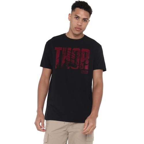 Marvel Thor Text Unisex T Shirt, Black, Large