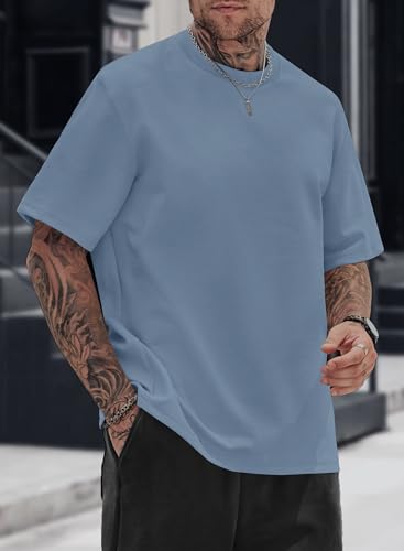 Image of Herberton Mens Oversized T-Shirts Heavyweight Cotton Stretch Fashion Thick Tee Tops (S-3XL)