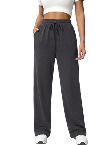 Image of Uniexcosm Ladies Trousers Joggers for Women UK Ladies Track Bottoms with Pockets Casual Jogging Pants Sports Trousers for Yoga Fitness Gym Lounge Wear Dark Gray S