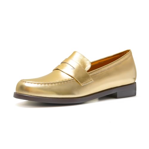 Image of ONEENO Women's Classic Flat Leather Penny Loafer
