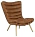 Produktbild AC Design Furniture Grady Loungestuhl in Braun, Polsterstuhl in Lederoptik und Holzbeinen, Ohrensessel im Modernen Skandinavischen Retro Stil für Wohnzimmer, Schlafzimmer, Büro