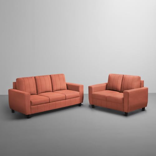 Image of Sleepyhead Bae Designed by Duroflex - 5 Seater Sofa, 3+2 Sofa Set |Premium Fabric Living Room Sofa Set with Modern Space-Saving Design |Comfort Seating & Easy-Clean |3 Year Warranty - Ember Orange