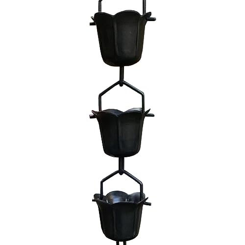 Chaîne de pluie en cuivre de 3,6m, une gouttière esthétique noire pour habiller le jardin