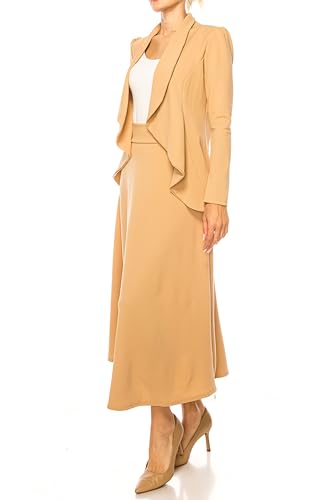 Women's Solid 2-Piece Blazer Skirt Set2