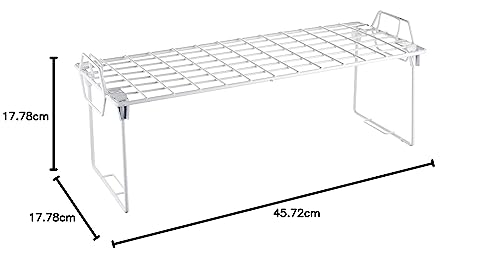Whitmor Wire Grid Stacking Shelf Medium, 7" D x 18" W x 7" H, White, 7"D x 18"W x 7"H - Image 2