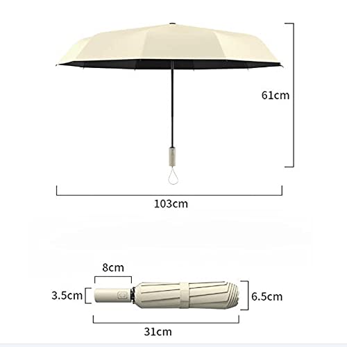 Regenschirme, 1 ück automatisch öffneter Regenschirm, Reiseschirm, 12 Rippen für Auto-Regen im Freien, Beige, Schwarz, Blau, Gelber Regenschirm