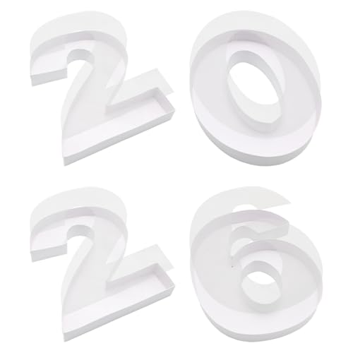Image of 2026 Cardboard Number Fillable Charcuterie, New Year Eve Graduation Centerpiece Decorations (White, 12inch)