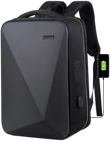 Hike Semi Hard Laptop Backpack with Built in combination lock and USB port Water Resistant 17-inch Unisex Daypack for Travel, Office and Business, HK605