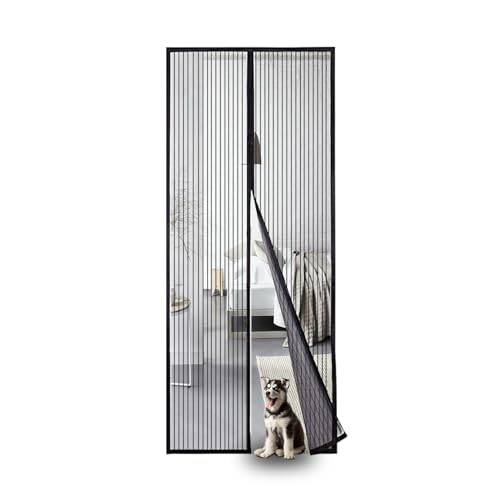 Mosquitera para puerta de balcón, montaje fácil con adhesivo sin necesidad de taladrar, la cortina magnética es ideal para la puerta del balcón (Negro, 80 x 200 cm)