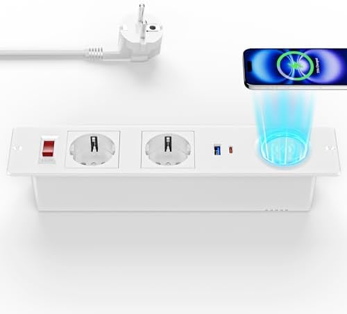 Tischsteckdose Mit 2 USB-C & 4 Steckdosen - Versenkbare Steckdosenleiste 3680W (2m Kabel)