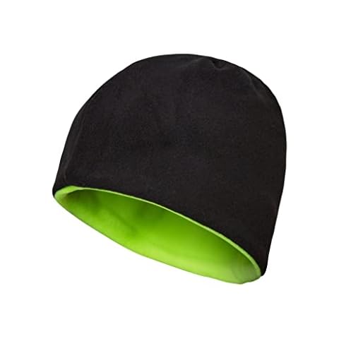 GM Apparel Adults Hi-Vis Reversible Polar Fleece Outdoor Winter Thermal hi viz Beanie Hat in Yellow - Comfortable- Extra Warmth- Lightweight - high Visibility hat for Men Cover