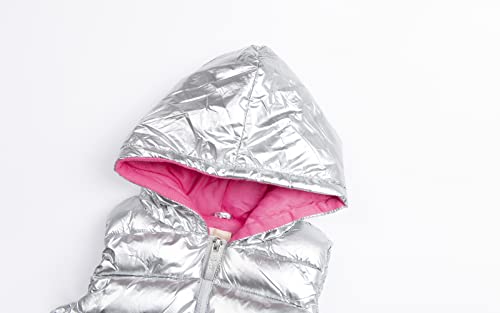 Mud Kingdom Toddler Kids Hooded Vests Jackets Zip-Up Lightweight Casual Warm Autumn Winter Silver White 4T #TOP2