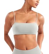 YEOREO Women's Spaghetti Strap Sports Bra Enidy Square Neck Yoga Wireless Low Impact Padded Seaml...