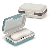 Ceecysaa 2 Pack Travel Soap Holders, Leakproof Soap Container with Lid, Portable Bar Soap Holder with Removable Draining Layer for Bathroom, Shower, Gym, School,Traveling, Camping, Vacation