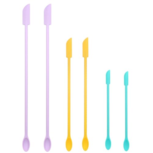 Lydnvjx 6 Pcs Makeup Spatula, Mini Silicone Spatula Multi Size Spatula for Cosmetics, Lotion Bottles and Kitchen Containers,Dishwasher Safe,BPA Free