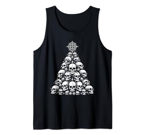 Gothic Skull Christmas Tree For Goth Men Women Skulls Decor Camiseta sin Mangas