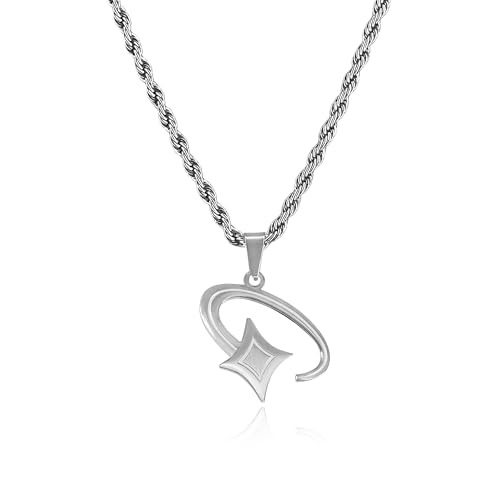 Pendentif étoile filante en argent pour homme avec chaîne torsadée inoxydable et étanche