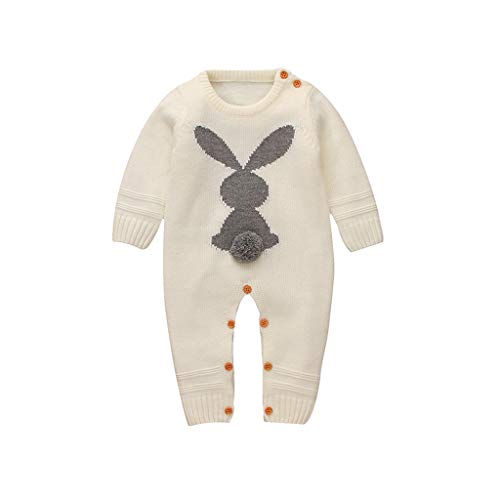 RNTOP Unisex Easter Clothes Infant Knitted Sweater Romper Jumpsuit Baby Girl Boy Long Sleeve Knit (White, 18-24 Months) b85p