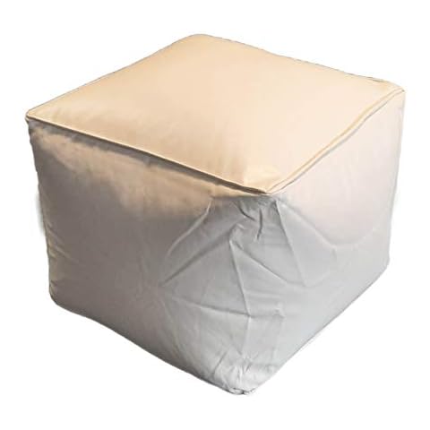 D&P Co Cream Footstool Faux Leather Cube Wipe Clean Cover Pre-Filled 34x34x24cm Kids Childrens Seating Bean Bag Cover