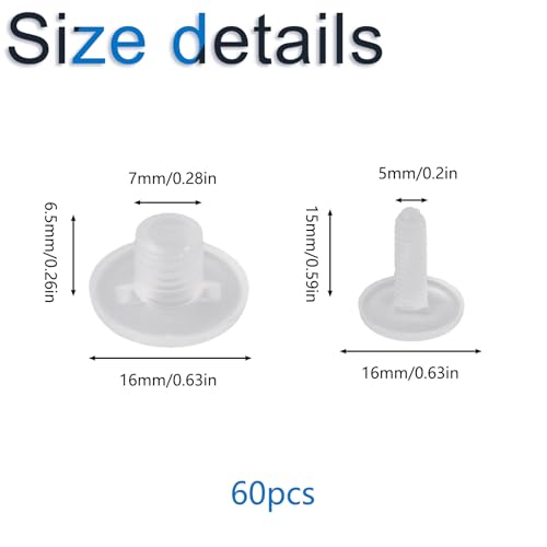 INCREWAY 60 Kunststoffösen, transparente Befestigung von Chicago-Schrauben für Schnellheftung, Fächer (M5*15)