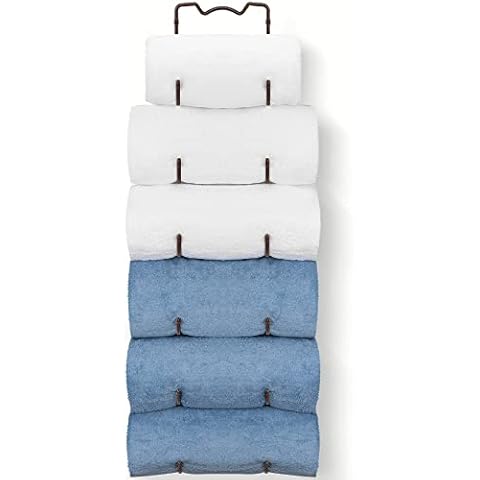 Elbourn Towel Rack Wall Mounted Metal Wine Rack Washcloths Bathrobe Storage Shelf Organizer Hand Towels Holder Cover
