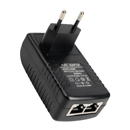 48V 0.5A PoE Adaptateur Injecteur Ethernet 24W, Prise CPL Murale EU avec Débit 100Mbps et Voyant LED, Alimentation pour Caméra IP, AP WiFi, Téléphone VoIP...