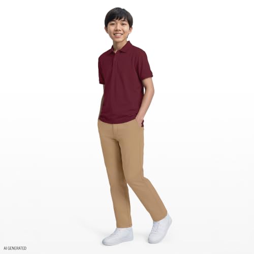 Image of IZOD Boys' School Uniform Short Sleeve Polo Shirt, Button Closure, Comfortable & Soft Pique Fabric