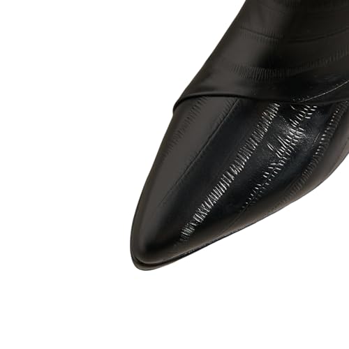 TinaCus Women's Pointed Toe Stripe Genuine Leather Handmade High Heels Zip up Chic Ankle Boots2