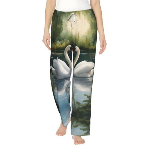 Pantalon de nuit femme taille élastique flanelle anti-bouloche