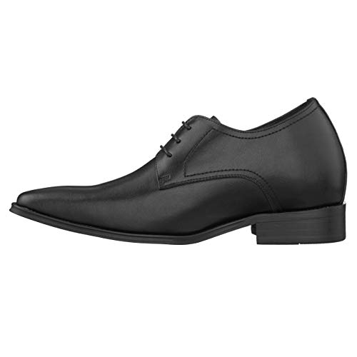CALTO Men's Invisible Height Increasing Elevator Shoes - Black Premium Leather Lace-up Formal Derby Oxfords - 2.8 Inches Taller - Y5011 - Size 11 D(M) US3