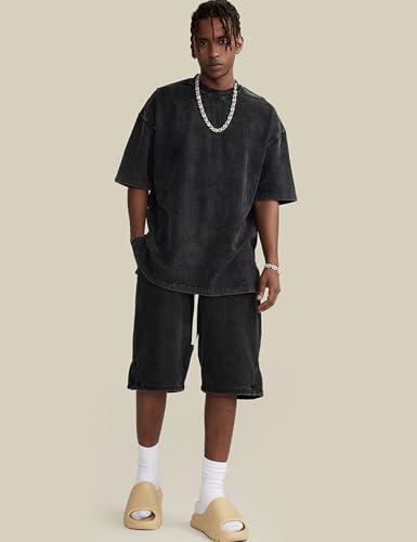 Image of Arssm Men Oversized T Shirts Vintage Tee Loose Fit Short Sleeve Casual Streetwear Baggy Washed Unisex Tops