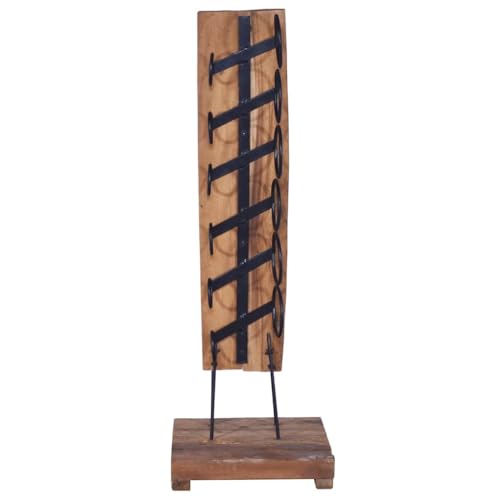 Soporte para 6 botellas de madera de teca sólida miniatura 2