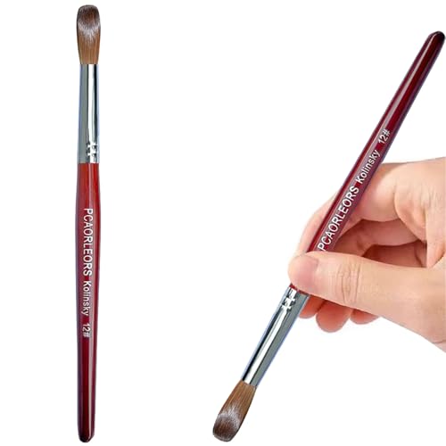 (1 pcs) Acrylic Nail Brush with 100% Pure Kolinsky Sable Hair and Red Wood Hand, Round Professional Gel Brush for Acrylic Application Size # 10, 12, 14, 16,18 (#12)