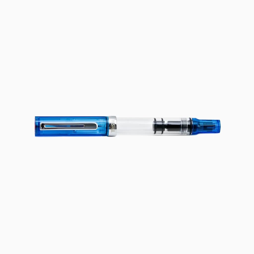 TWSBI Penna stilografica Eco Blu trasparente con caricamento a stantuffo, pennino in acciaio F/M, 13,3 cm