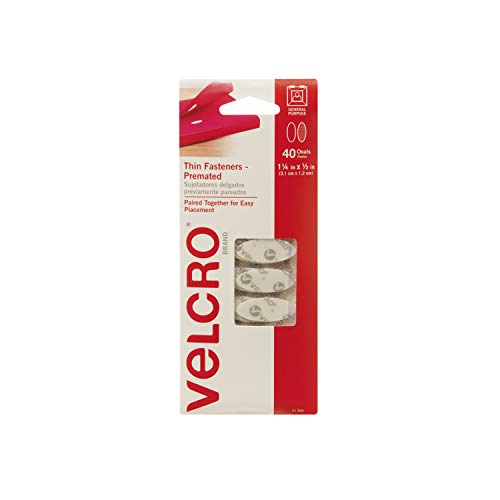 VELCRO Brand - Thin Fasteners - Premated - Ovals, 40 Sets - White