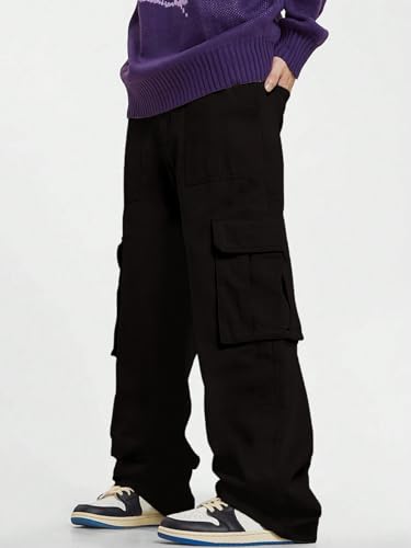 Image of GRECIILOOKS Men's Regular Fit Low Rise Cargos Trousers | Baggy Cargo Pants for Man | Loose Fit | Treck Pent with Multiple Pockets (Available in Plus Size)