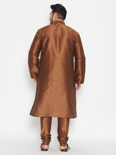Image of Vastramay Plus Men's White Silk Blend Kurta Pyjama Set VPLUSMKWH001nPBL 44 | Independence Day