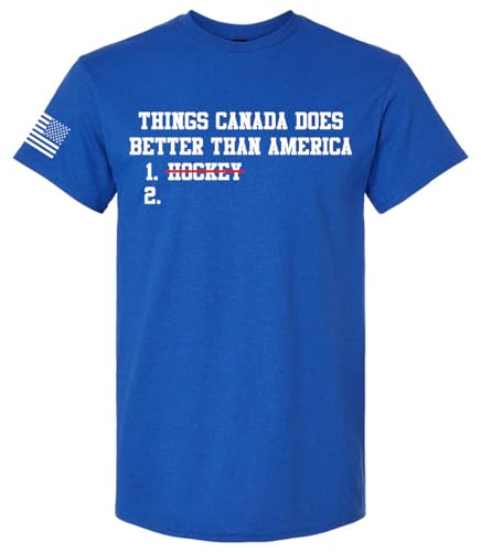 Trenz Shirt Company Mens Classic - Graphic Novelty T-Shirt Things Canada Does Better Than America Hockey