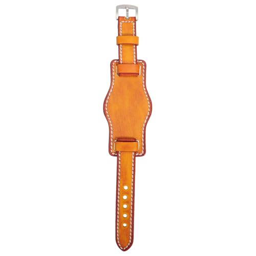 Bracelet de montre en cuir véritable jaune 20 mm style vintage décontracté