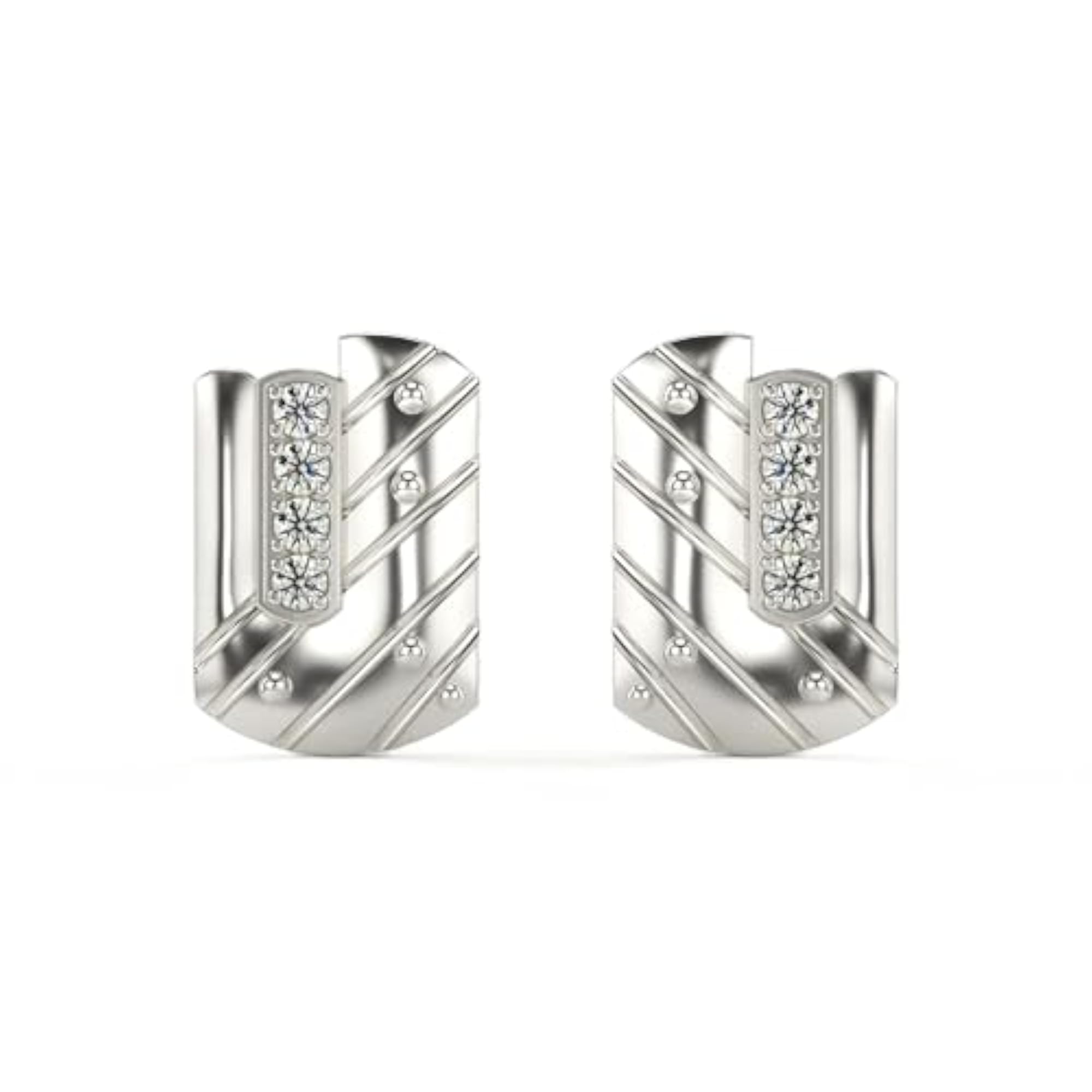 Women's Stylish Sterling Silver & Lab Grown Diamond 0.24cts Earrings, Elegant White